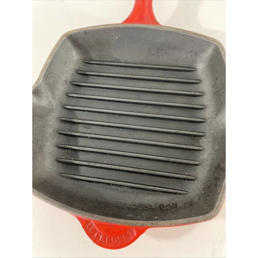 Le Creuset Flame Orange Enameled #20 Cast Iron Square Grill Pan Griddle
